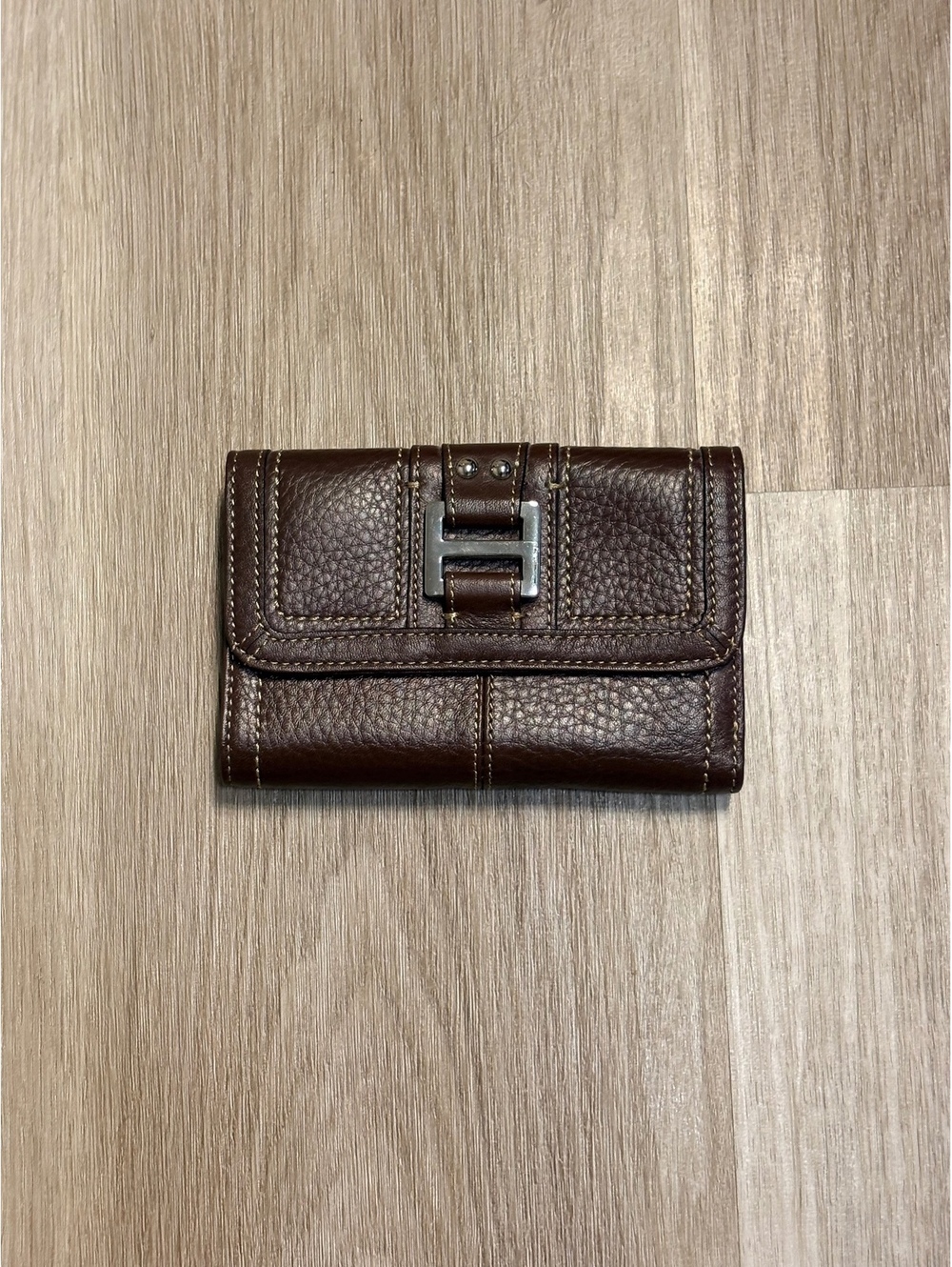Fossil Brown Leather Wallet Tri-Fold w/ Buckle Y2K Vintage Whimsigoth